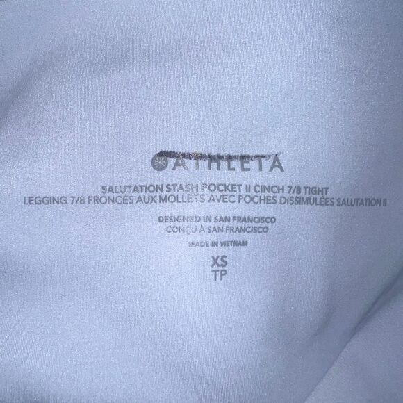 Athleta Salutation Stash Pocket II Cinch 7/8 Star Blue Extra Small NWOT - Picture 7 of 9